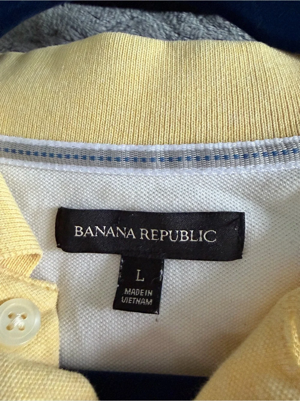 Banana Republic Yellow Polo Shirt Men’s Large Cotton Stretch Elephant Logo